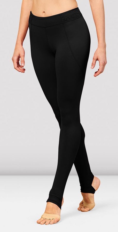 Bloch Embroidered Trim Full Length Stirrup Leggings