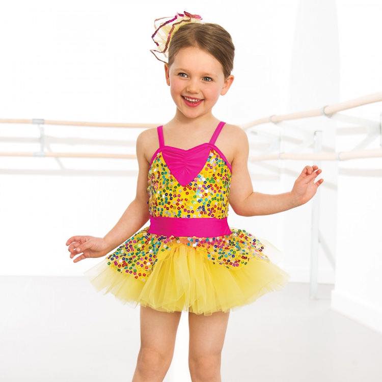 1st Position - Yellow & Pink Sequin Tutu - Hire Costume