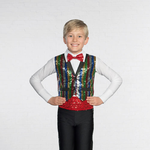 1st Position - Sequin Multi Stripe Waistcoat - Hire Costume