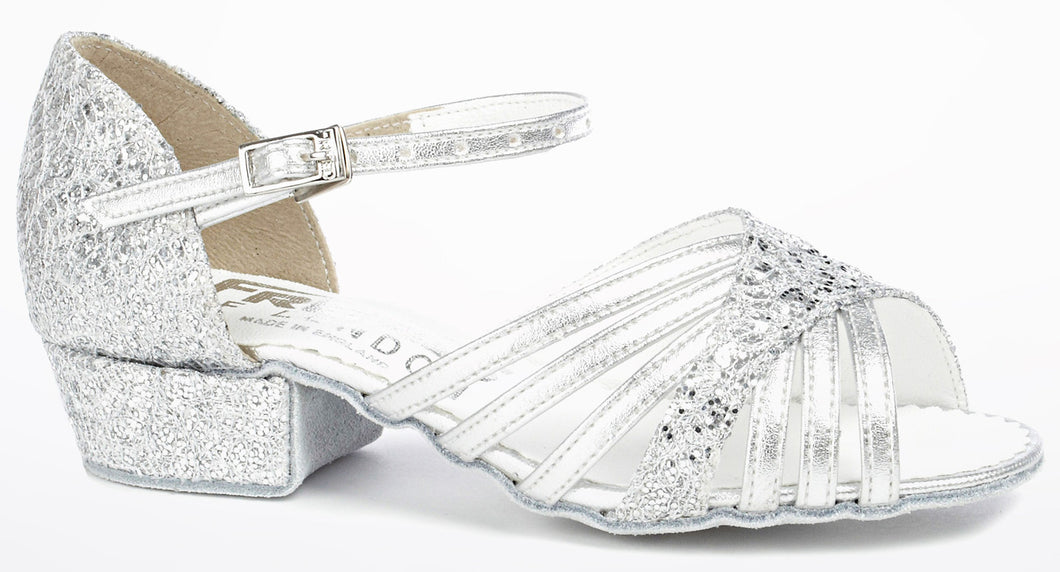 Freed Of London - Sparkle Silver Sequin Low Heel  Ballroom Shoe
